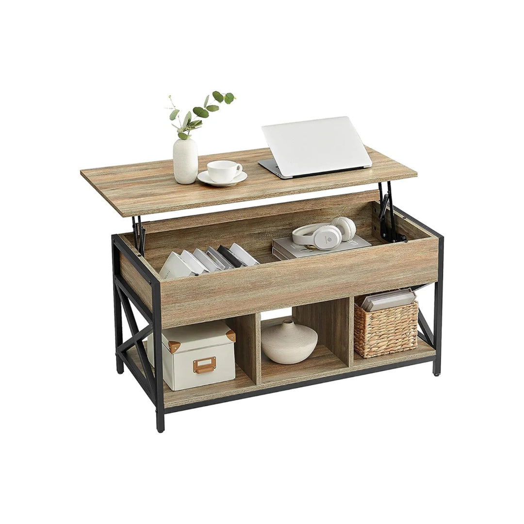 Lift Top Coffee Table with Hidden Storage and Open Shelves – product view 3 | Ridgefield Furniture