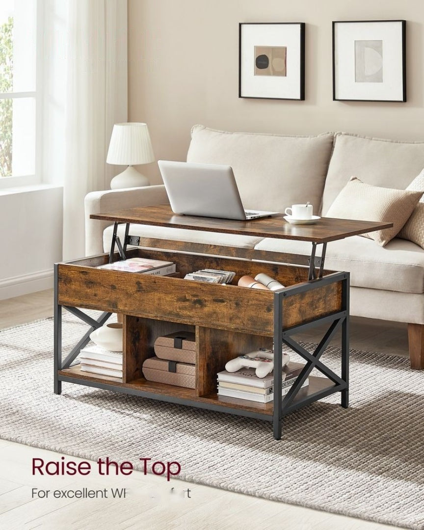 Lift Top Coffee Table with Hidden Storage and Open Shelves – product view 4 | Ridgefield Furniture