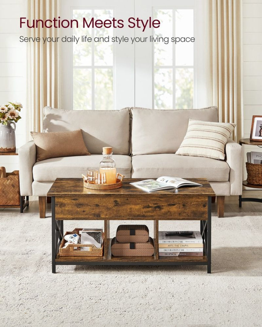 Lift Top Coffee Table with Hidden Storage and Open Shelves – product view 5 | Ridgefield Furniture