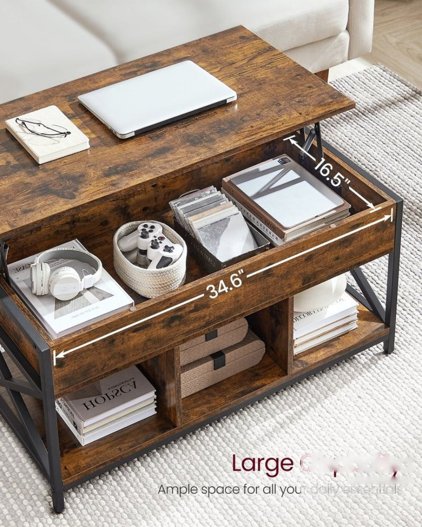 Lift Top Coffee Table with Hidden Storage and Open Shelves – product view 6 | Ridgefield Furniture