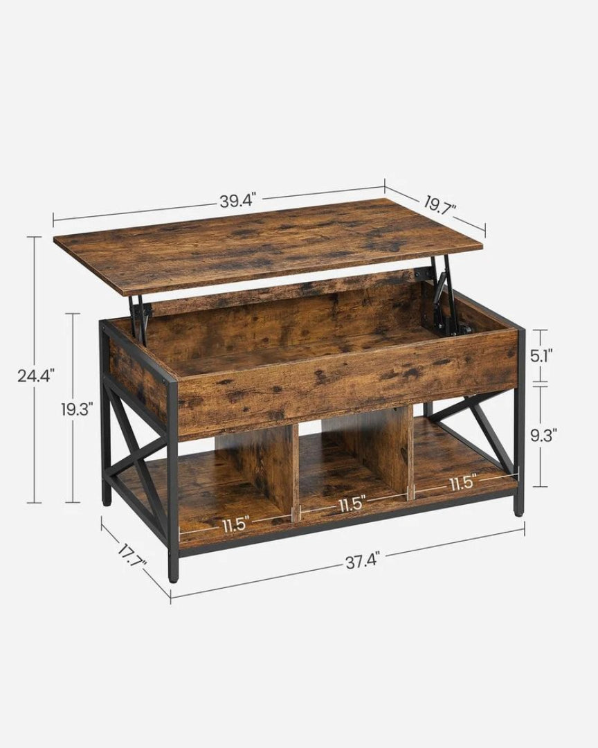 Lift Top Coffee Table with Hidden Storage and Open Shelves – product view 11 | Ridgefield Furniture