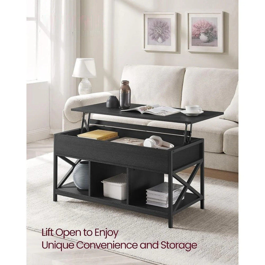 Lift Top Coffee Table with Hidden Storage and Open Shelves – product view 12 | Ridgefield Furniture