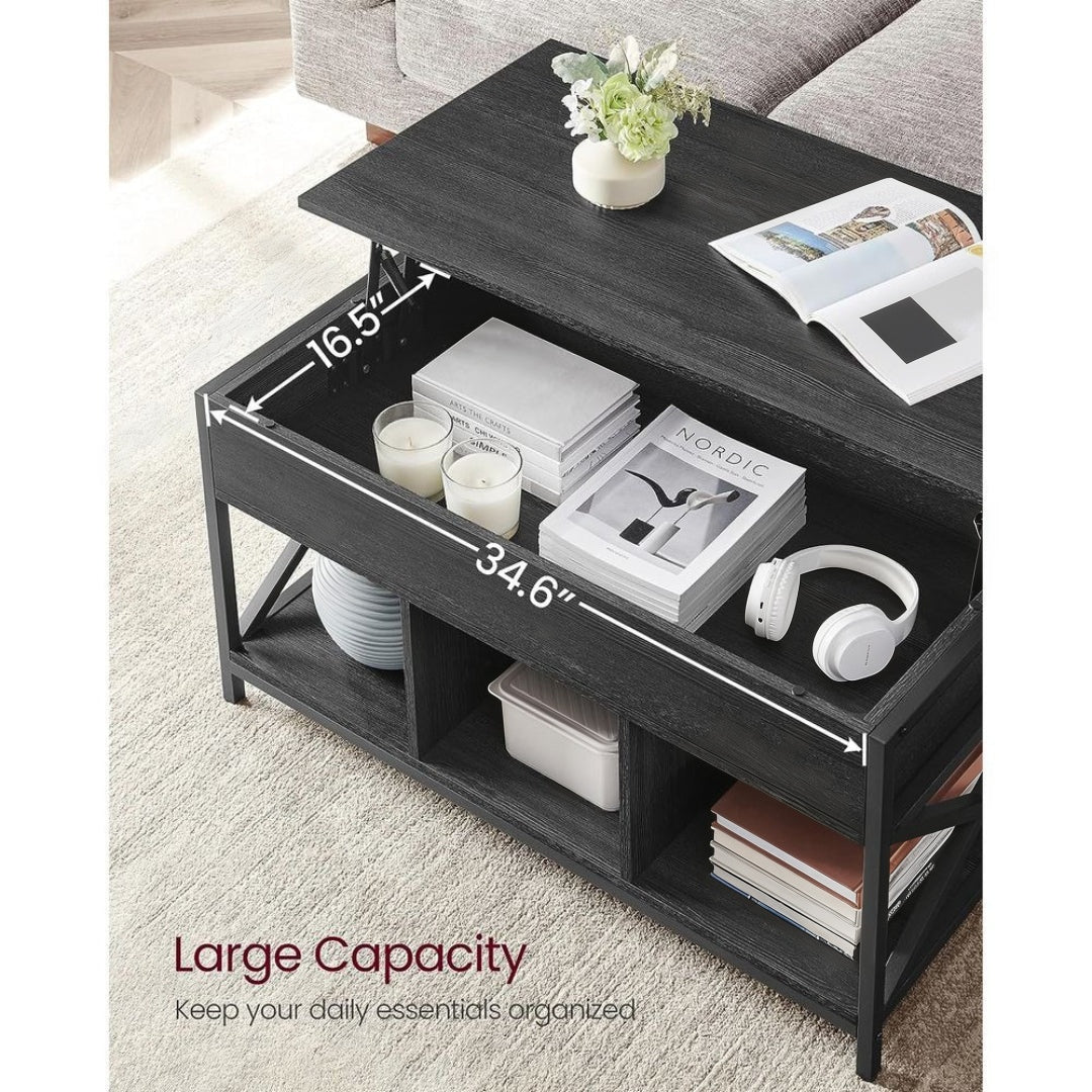 Lift Top Coffee Table with Hidden Storage and Open Shelves – product view 14 | Ridgefield Furniture