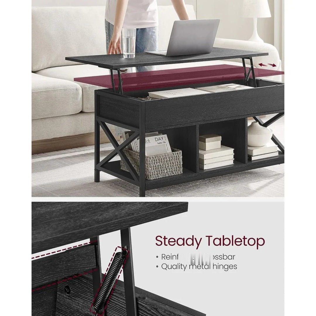 Lift Top Coffee Table with Hidden Storage and Open Shelves – product view 16 | Ridgefield Furniture