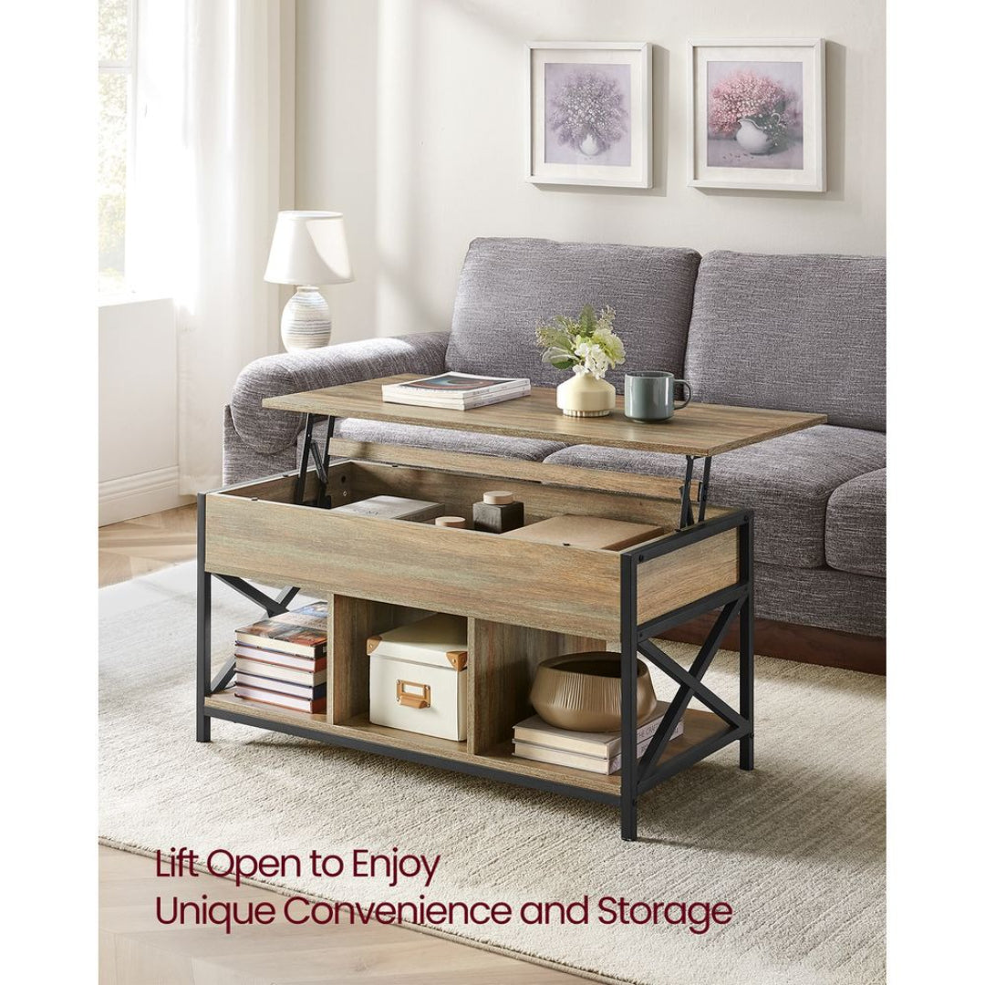Lift Top Coffee Table with Hidden Storage and Open Shelves – product view 18 | Ridgefield Furniture