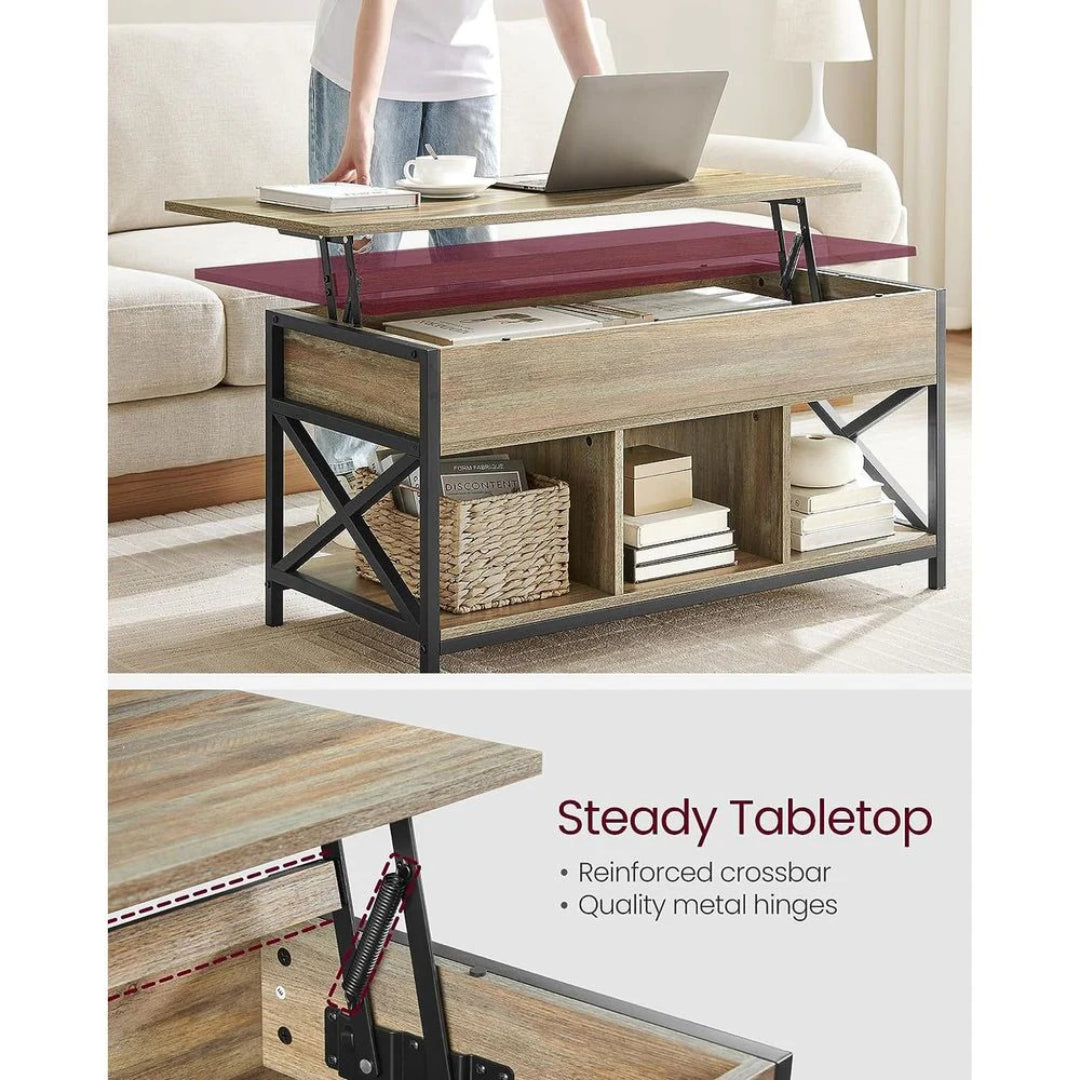 Lift Top Coffee Table with Hidden Storage and Open Shelves – product view 20 | Ridgefield Furniture