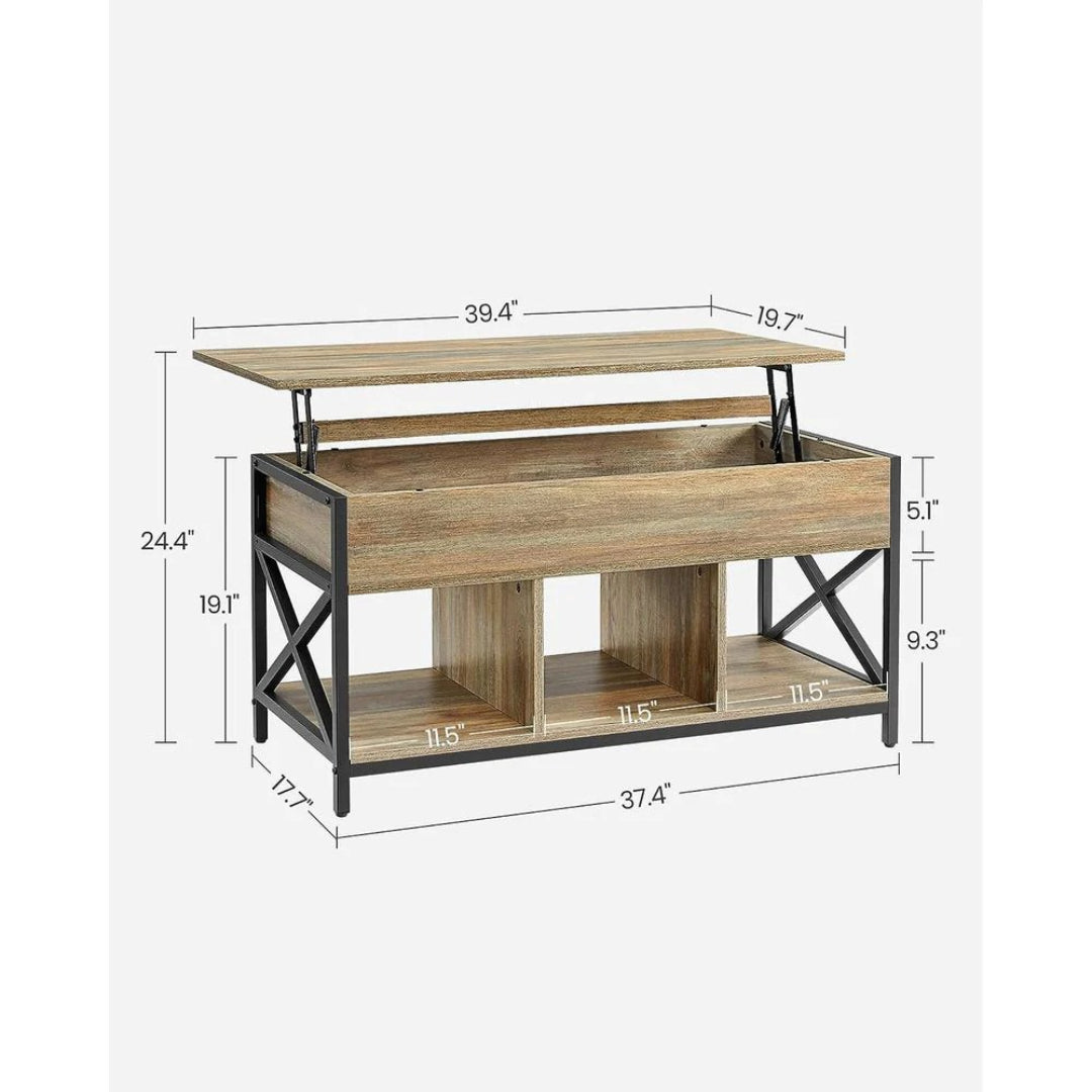 Lift Top Coffee Table with Hidden Storage and Open Shelves – product view 24 | Ridgefield Furniture