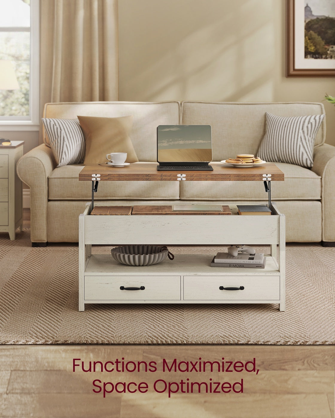 Lift Top Coffee Table With Storage Compartment And Sturdy Frame - product photo 21
