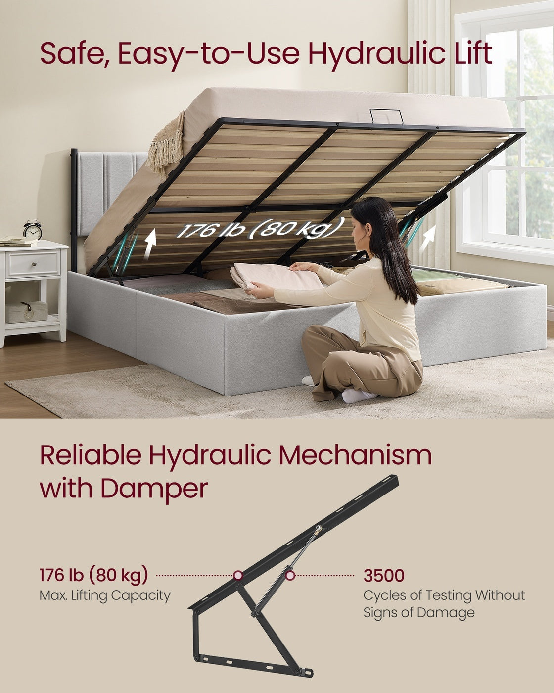 Lift Up Storage Bed Frame King Size - product photo 13