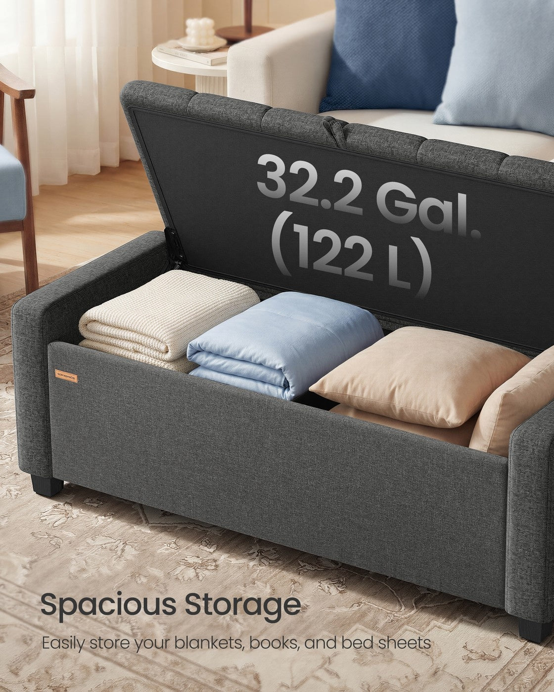 Linen Storage Ottoman Bench For Bedroom Or Living Room - product photo 03