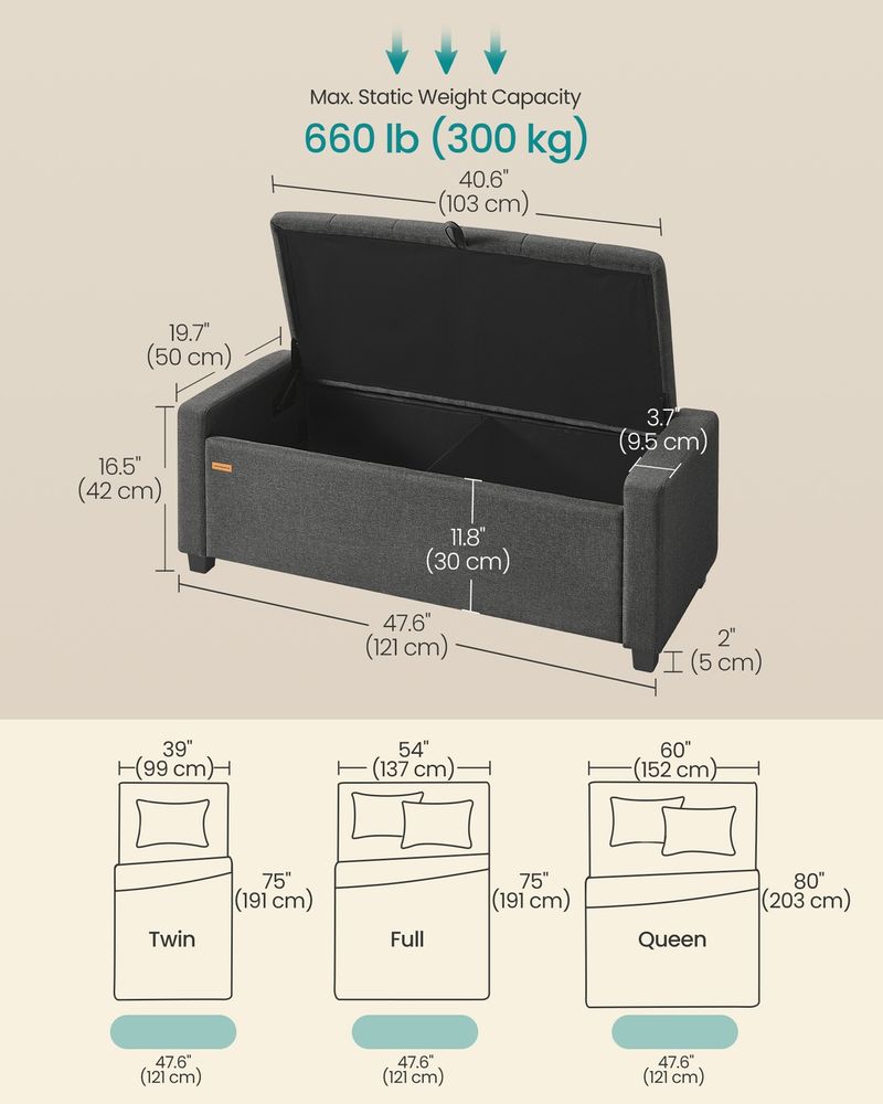 Linen Storage Ottoman Bench For Bedroom Or Living Room - product photo 06