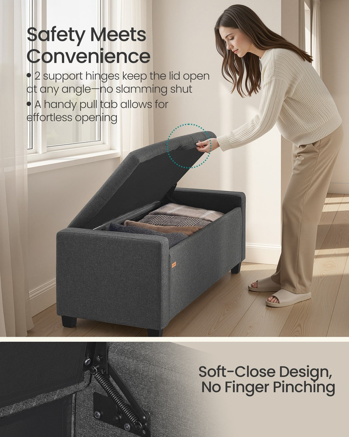 Linen Storage Ottoman Bench For Bedroom Or Living Room - product photo 07