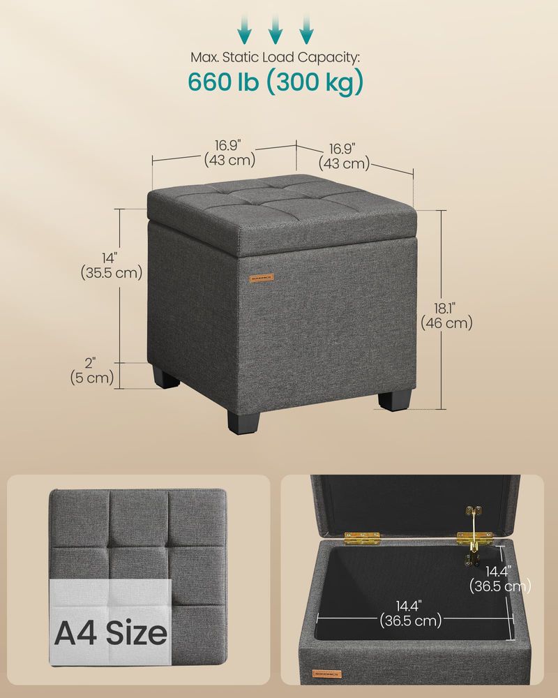 Linen Storage Ottoman With Lid For Bedroom Or Living Room - product photo 04