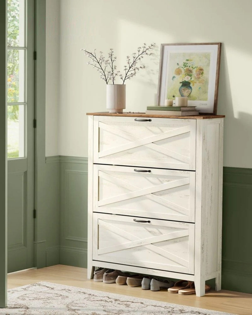 Shoe Storage Cabinet With 3 Flip Drawers – product view 2 | Ridgefield Furniture