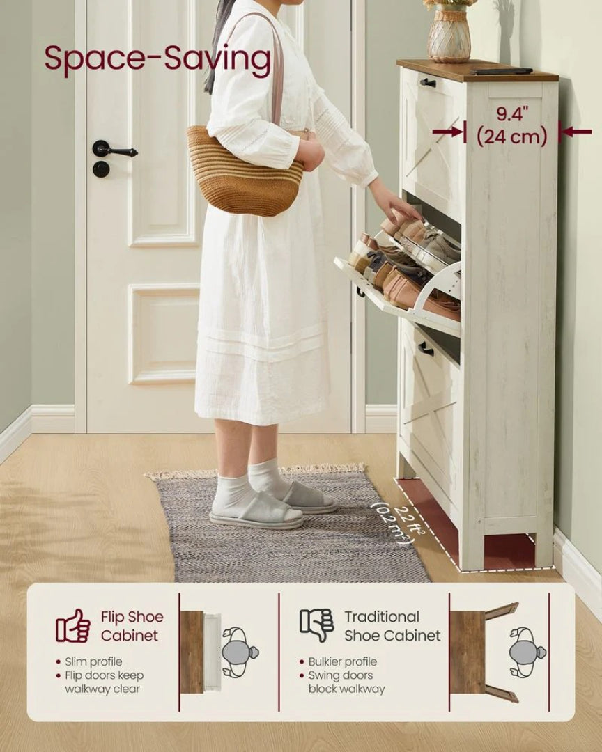 Shoe Storage Cabinet With 3 Flip Drawers – product view 3 | Ridgefield Furniture
