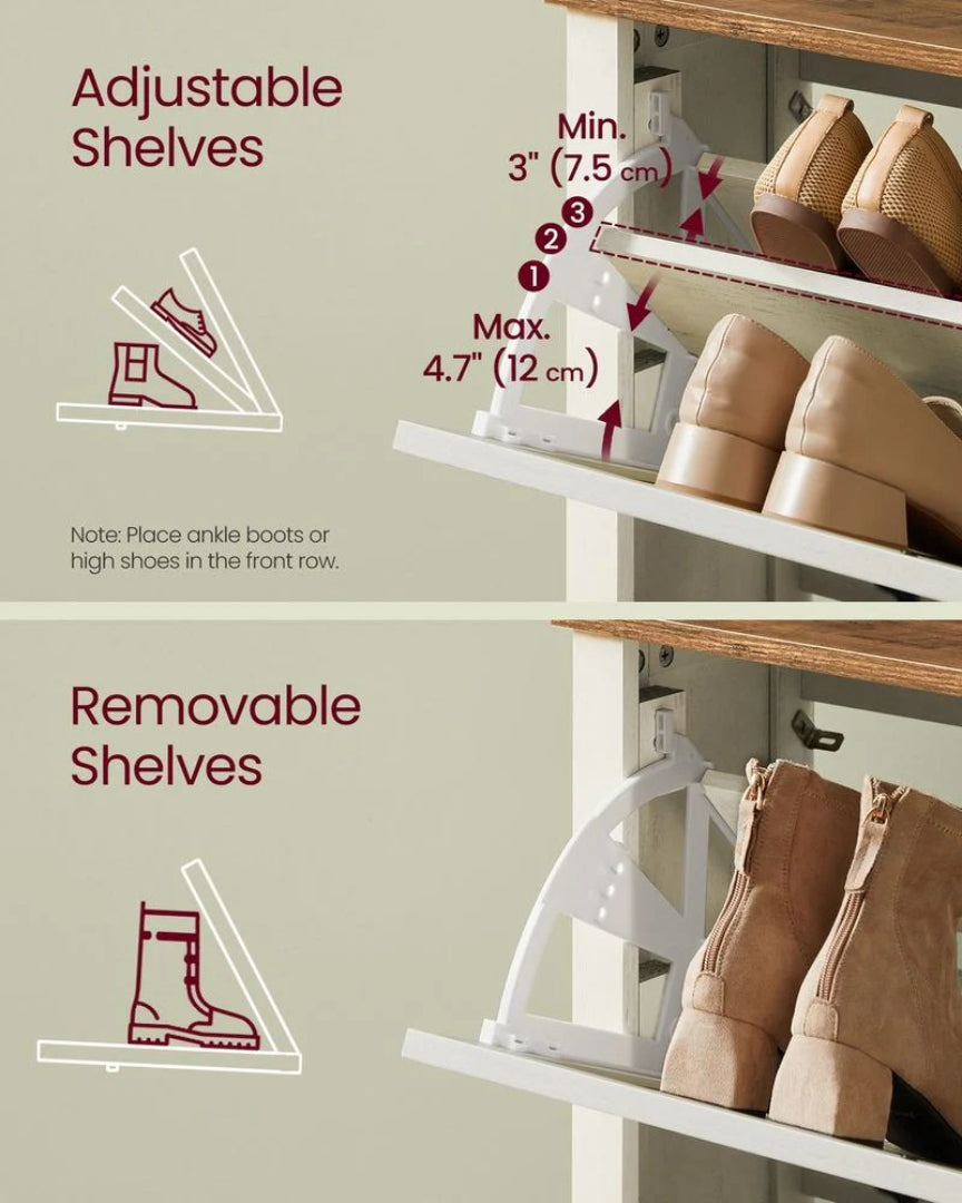 Shoe Storage Cabinet With 3 Flip Drawers – product view 6 | Ridgefield Furniture