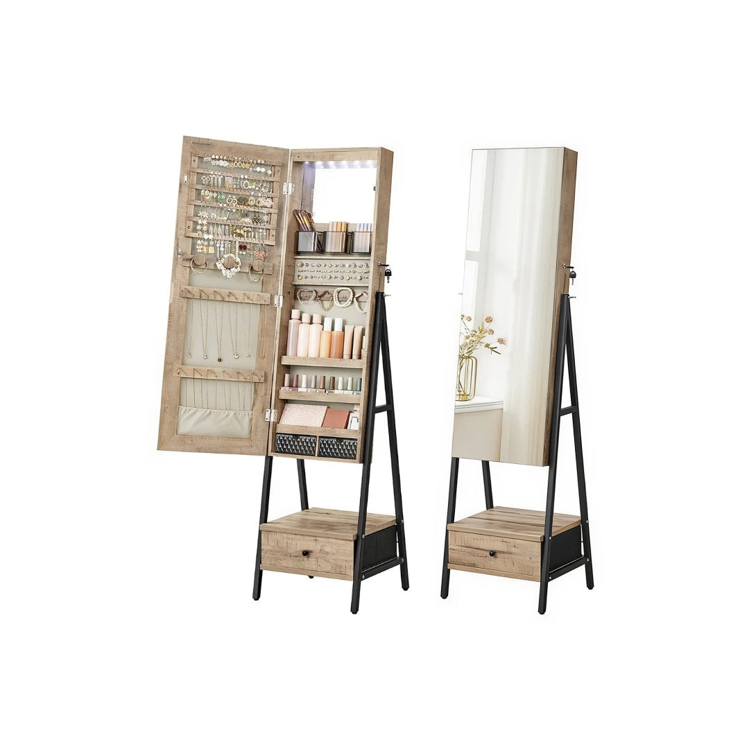 Lockable Jewelry Armoire With Full Length Mirror And Storage – product view 3 | Ridgefield Furniture