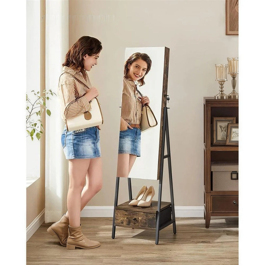 Lockable Jewelry Armoire With Full Length Mirror And Storage – product view 4 | Ridgefield Furniture
