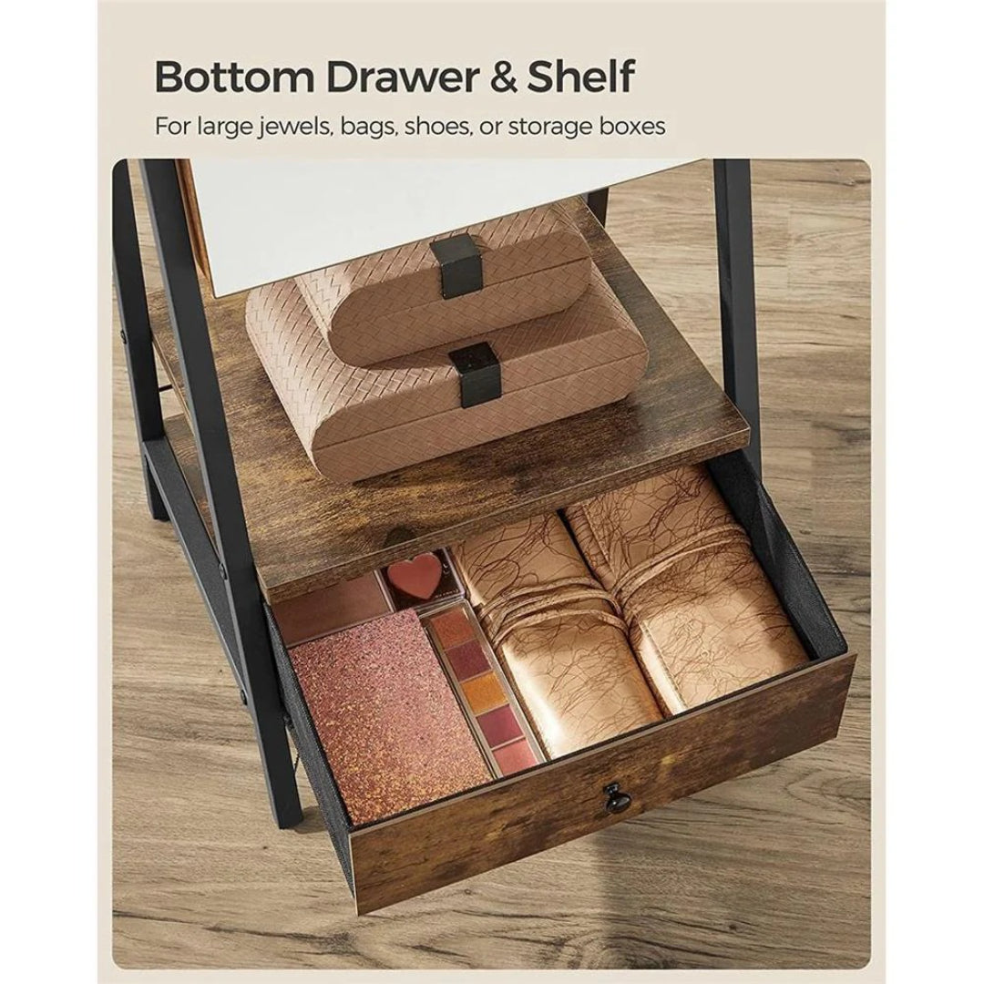 Lockable Jewelry Armoire With Full Length Mirror And Storage – product view 8 | Ridgefield Furniture