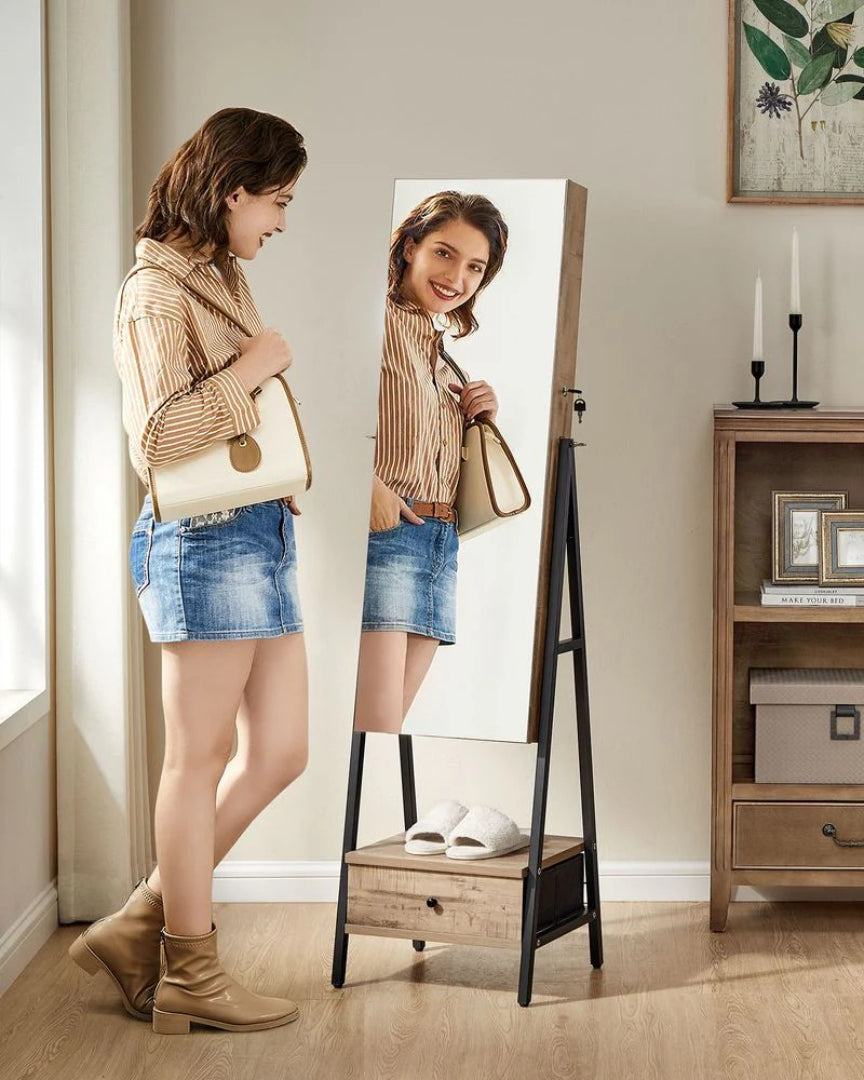 Lockable Jewelry Armoire With Full Length Mirror And Storage – product view 14 | Ridgefield Furniture