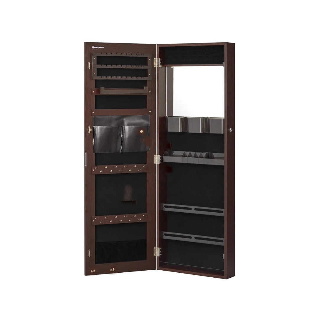 Lockable Mirror Jewelry Cabinet Armoire Wall Or Door Mounted – product view 3 | Ridgefield Furniture