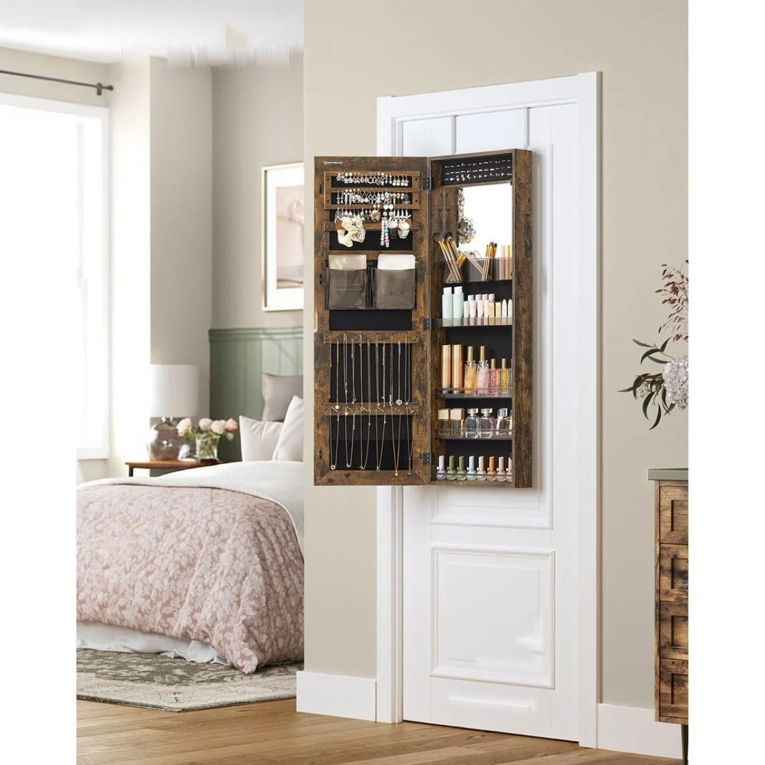 Lockable Mirror Jewelry Cabinet Armoire Wall Or Door Mounted – product view 4 | Ridgefield Furniture