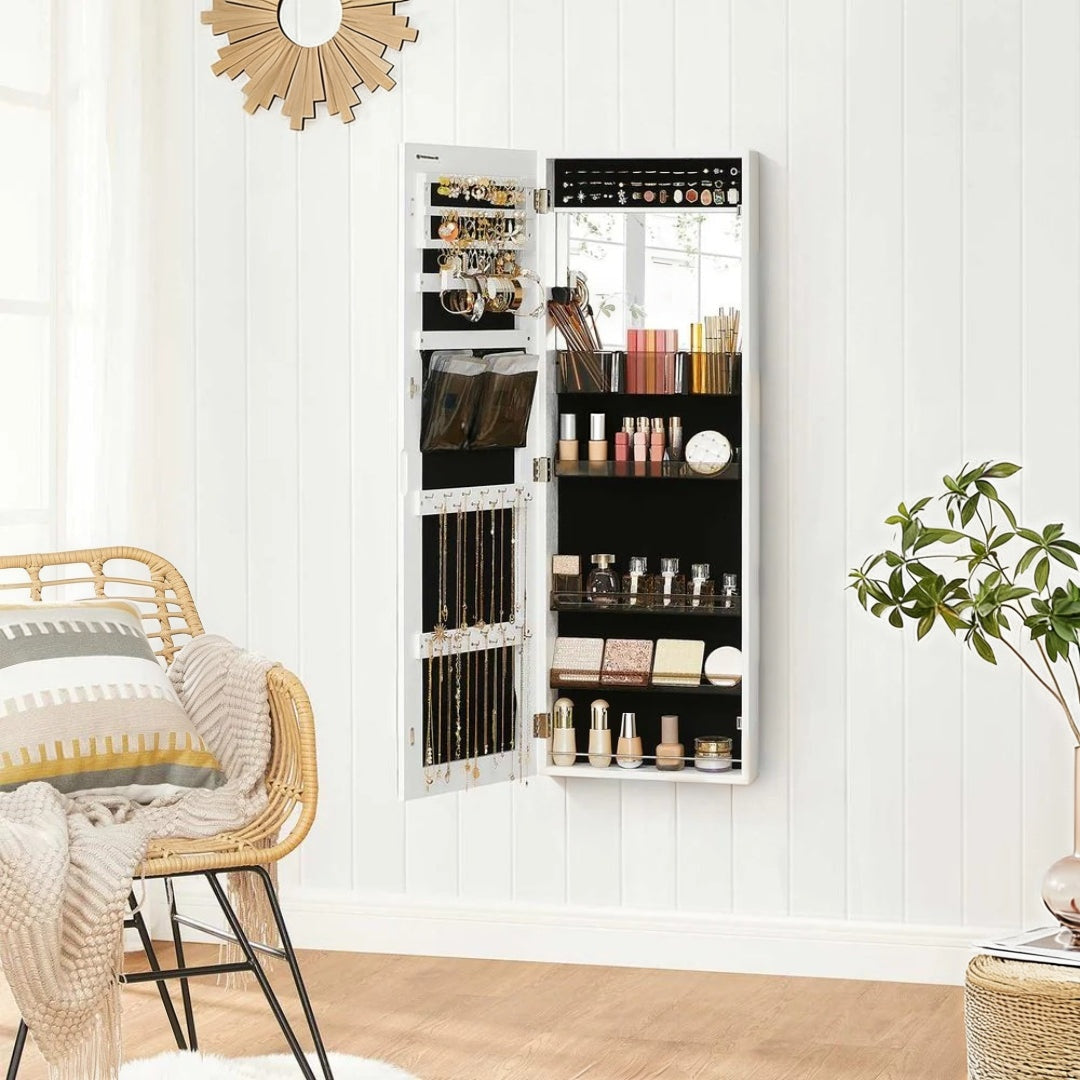 Lockable Mirror Jewelry Cabinet Armoire Wall Or Door Mounted – product view 11 | Ridgefield Furniture