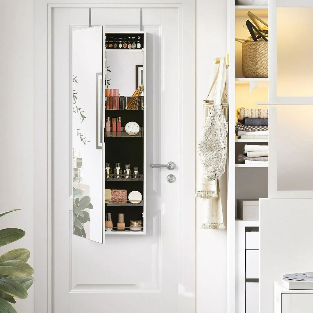 Lockable Mirror Jewelry Cabinet Armoire Wall Or Door Mounted – product view 12 | Ridgefield Furniture