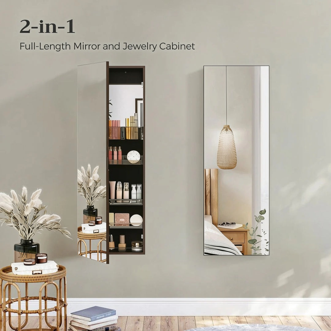 Lockable Mirror Jewelry Cabinet Armoire Wall Or Door Mounted – product view 17 | Ridgefield Furniture