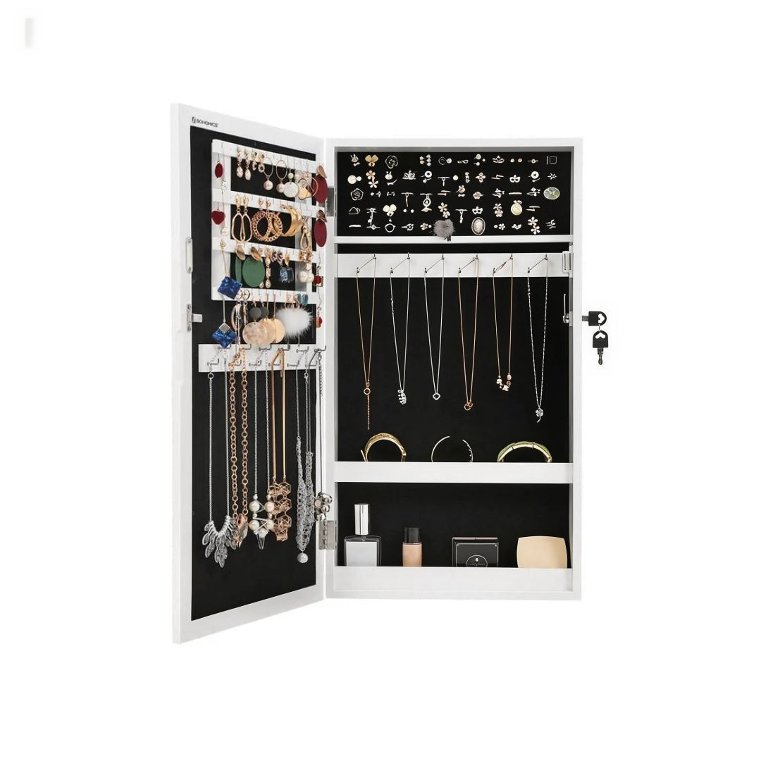 Lockable Mirror Jewelry Cabinet Wall Mounted Organizer – product view 3 | Ridgefield Furniture