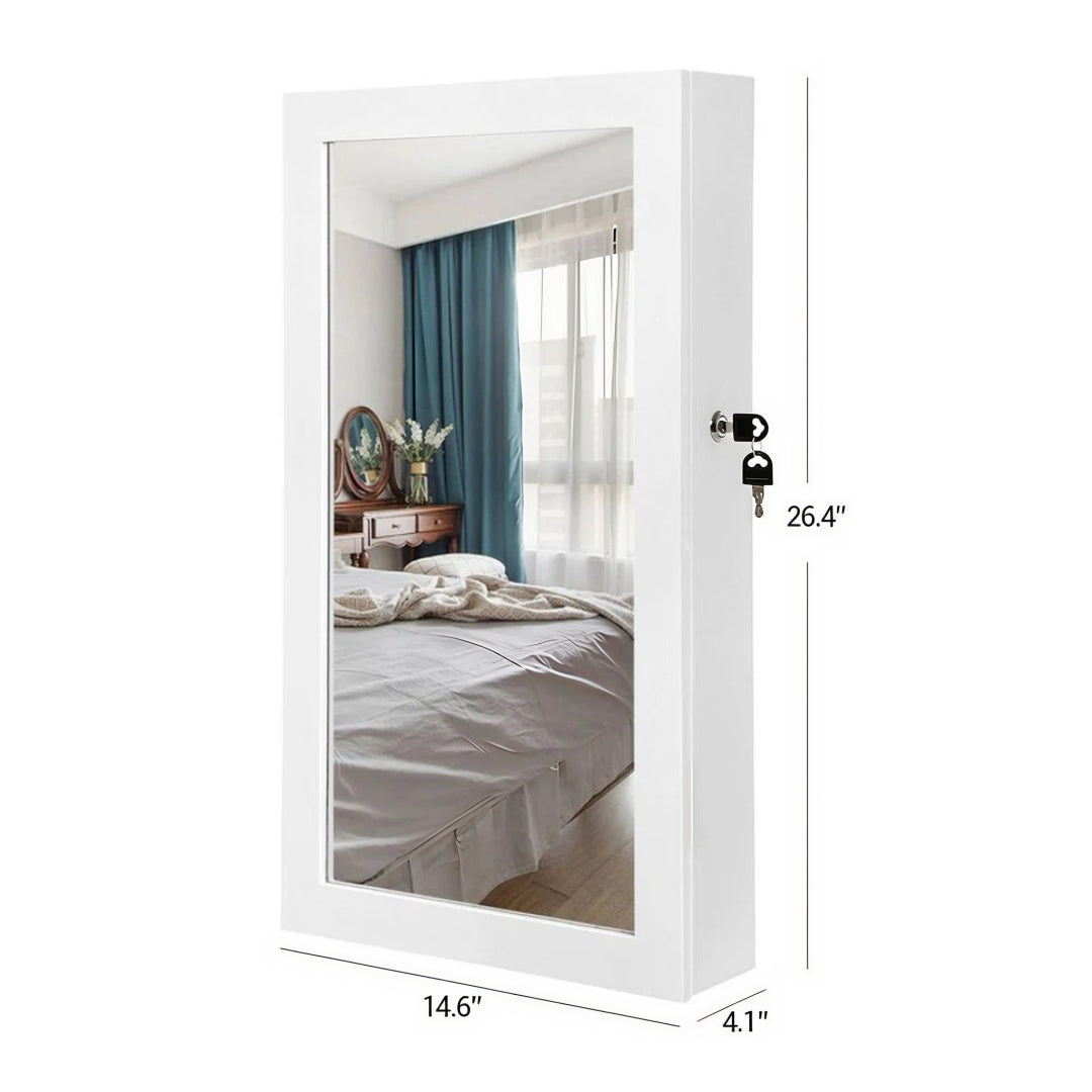 Lockable Mirror Jewelry Cabinet Wall Mounted Organizer – product view 8 | Ridgefield Furniture