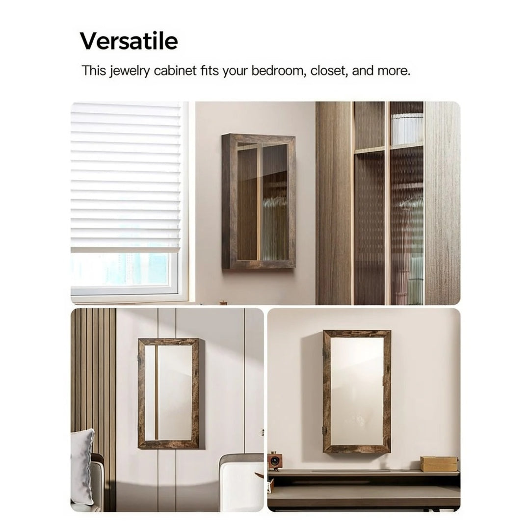 Lockable Mirror Jewelry Cabinet Wall Mounted Organizer – product view 11 | Ridgefield Furniture