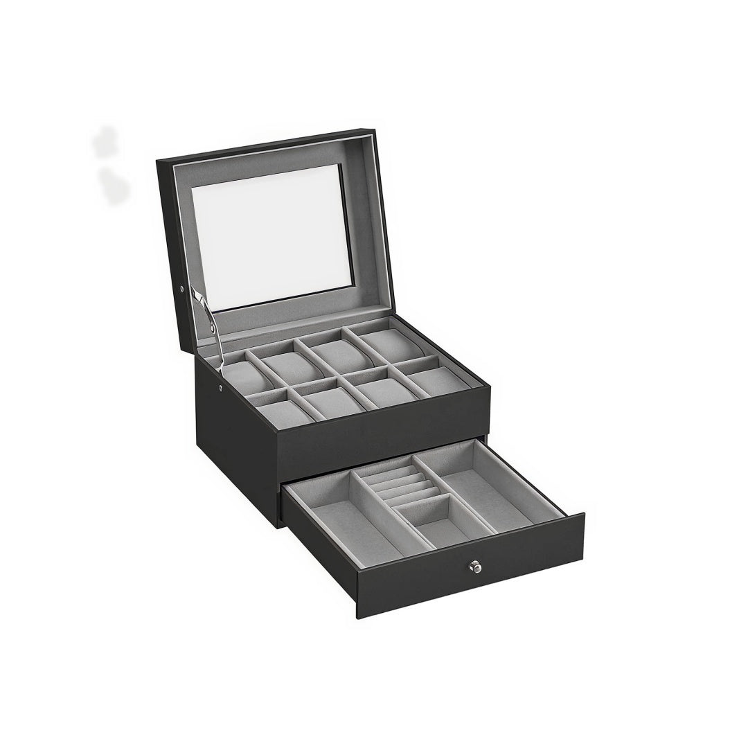 Lockable Watch Box With Glass Lid 6 8 Or 12 Slot – product view 4 | Ridgefield Furniture