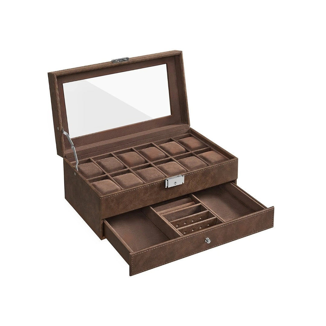Lockable Watch Box With Glass Lid 6 8 Or 12 Slot – product view 6 | Ridgefield Furniture