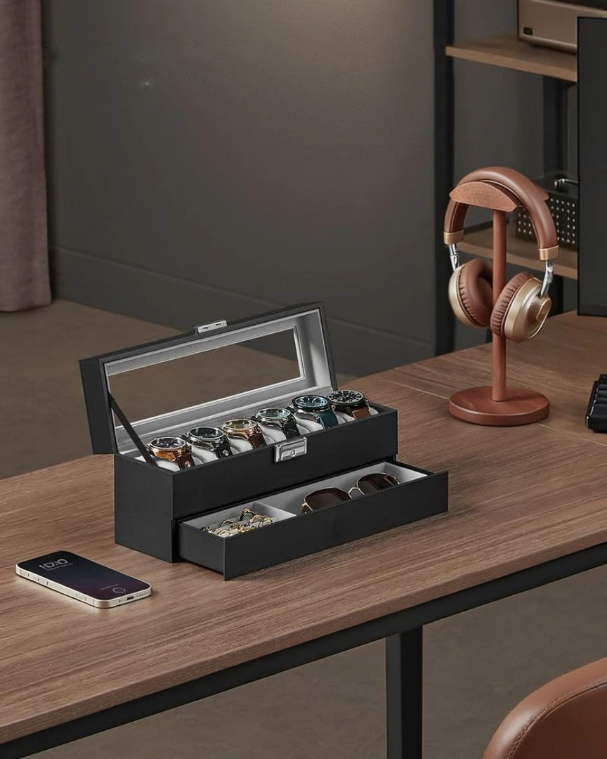 Lockable Watch Box With Glass Lid 6 8 Or 12 Slot – product view 10 | Ridgefield Furniture