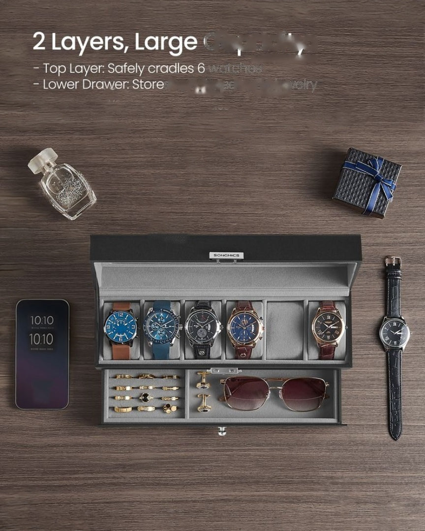 Lockable Watch Box With Glass Lid 6 8 Or 12 Slot – product view 12 | Ridgefield Furniture