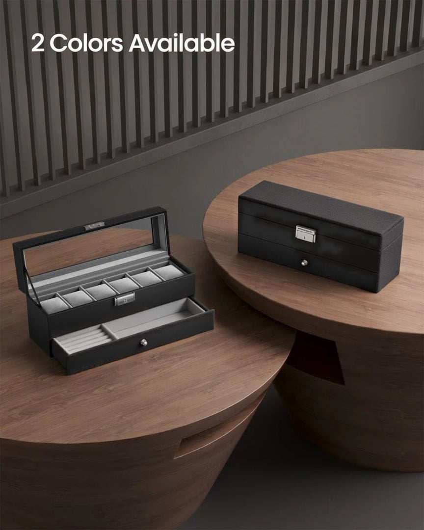 Lockable Watch Box With Glass Lid 6 8 Or 12 Slot – product view 14 | Ridgefield Furniture