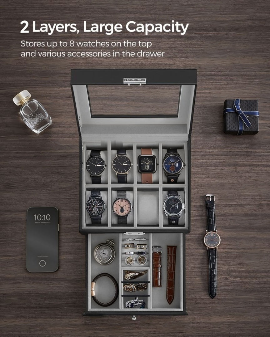 Lockable Watch Box With Glass Lid 6 8 Or 12 Slot – product view 17 | Ridgefield Furniture