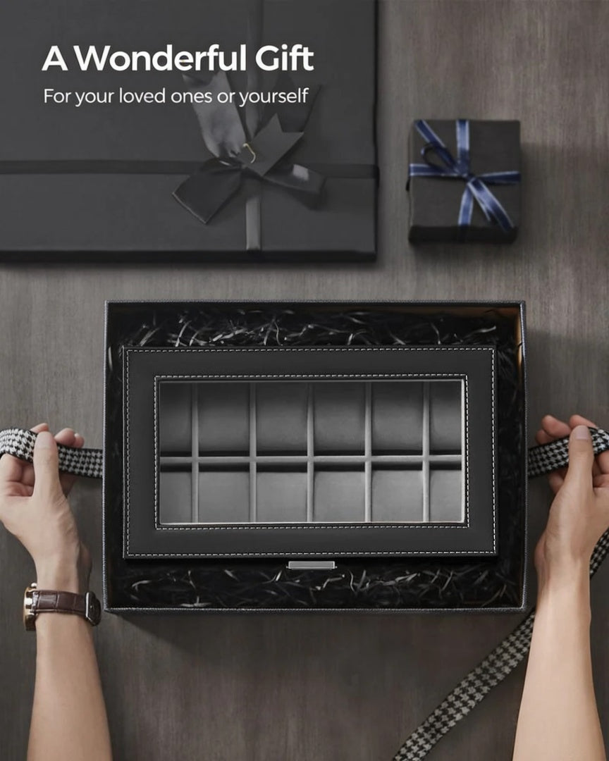 Lockable Watch Box With Glass Lid 6 8 Or 12 Slot – product view 25 | Ridgefield Furniture
