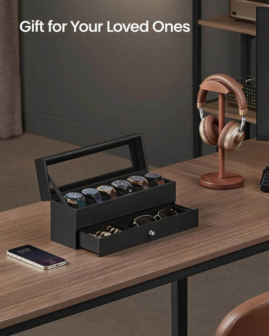 Lockable Watch Box With Glass Lid 6 8 Or 12 Slot – product view 26 | Ridgefield Furniture