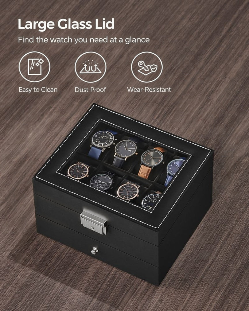 Lockable Watch Box With Glass Lid 6 8 Or 12 Slot – product view 32 | Ridgefield Furniture