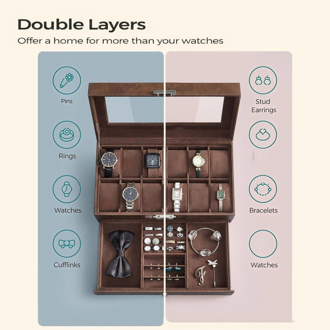 Lockable Watch Box With Glass Lid 6 8 Or 12 Slot – product view 41 | Ridgefield Furniture