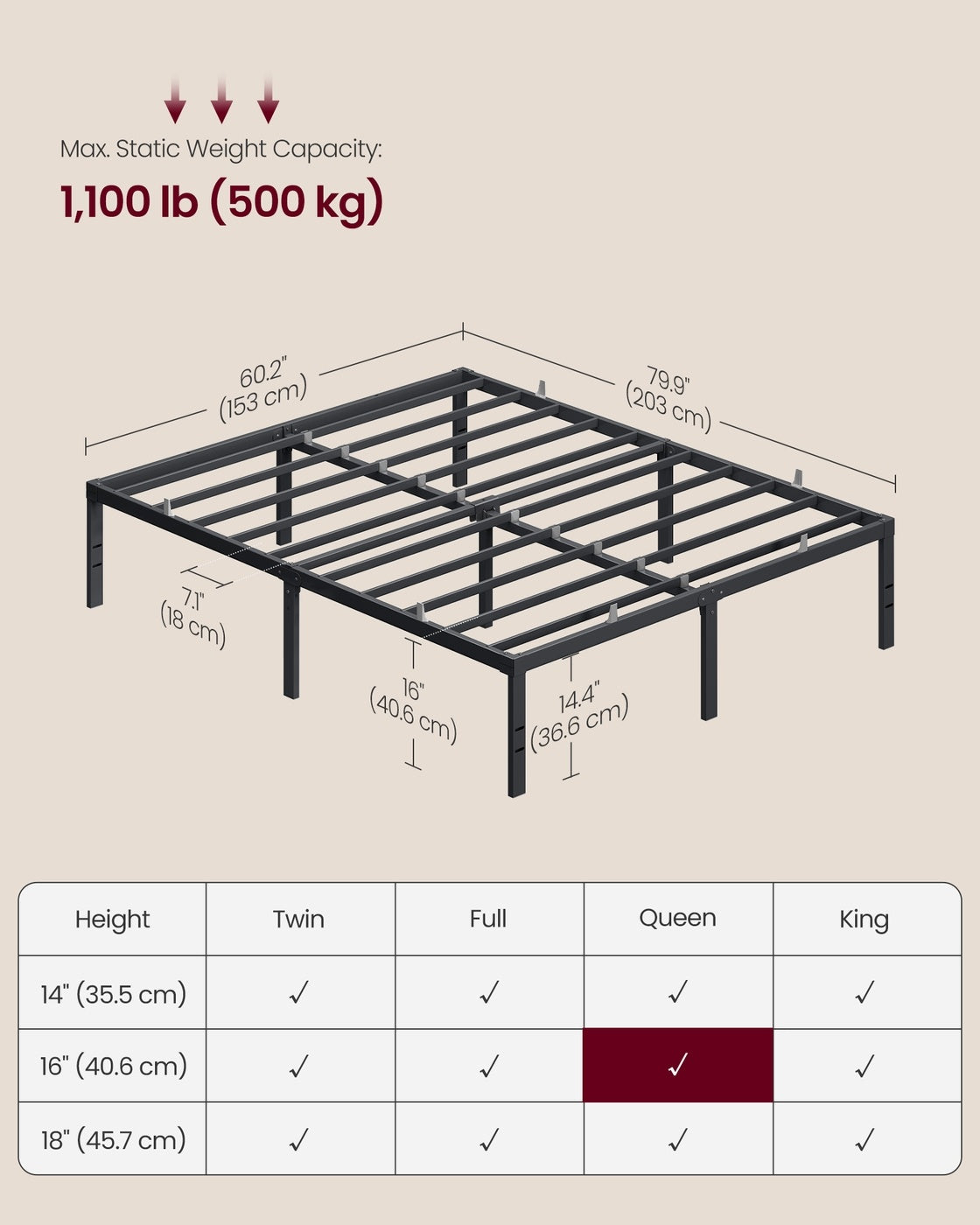 Metal Bed Frame With Under Bed Storage And Quick Lock Slats - product photo 35