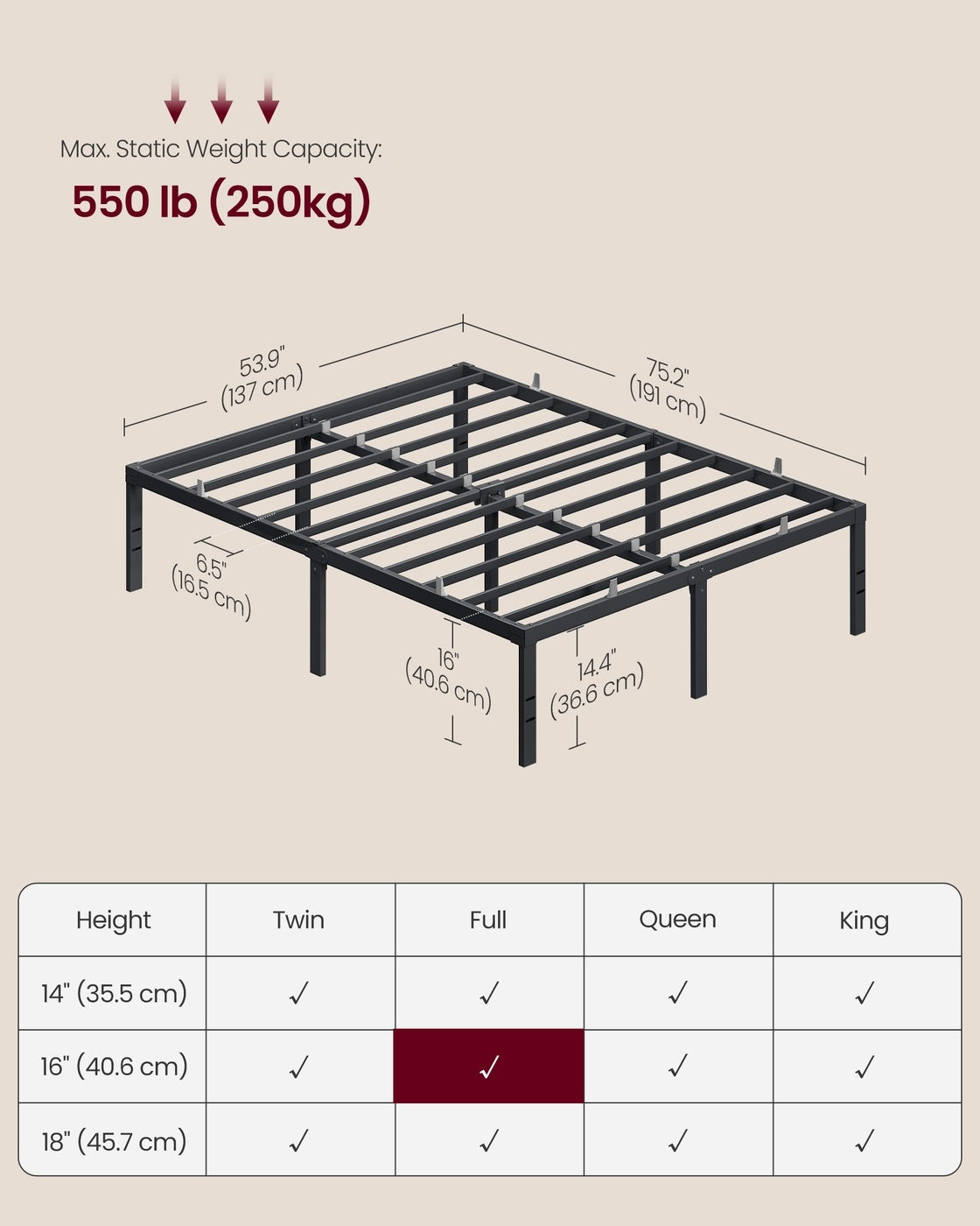 Metal Bed Frame With Under Bed Storage And Quick Lock Slats - product photo 38
