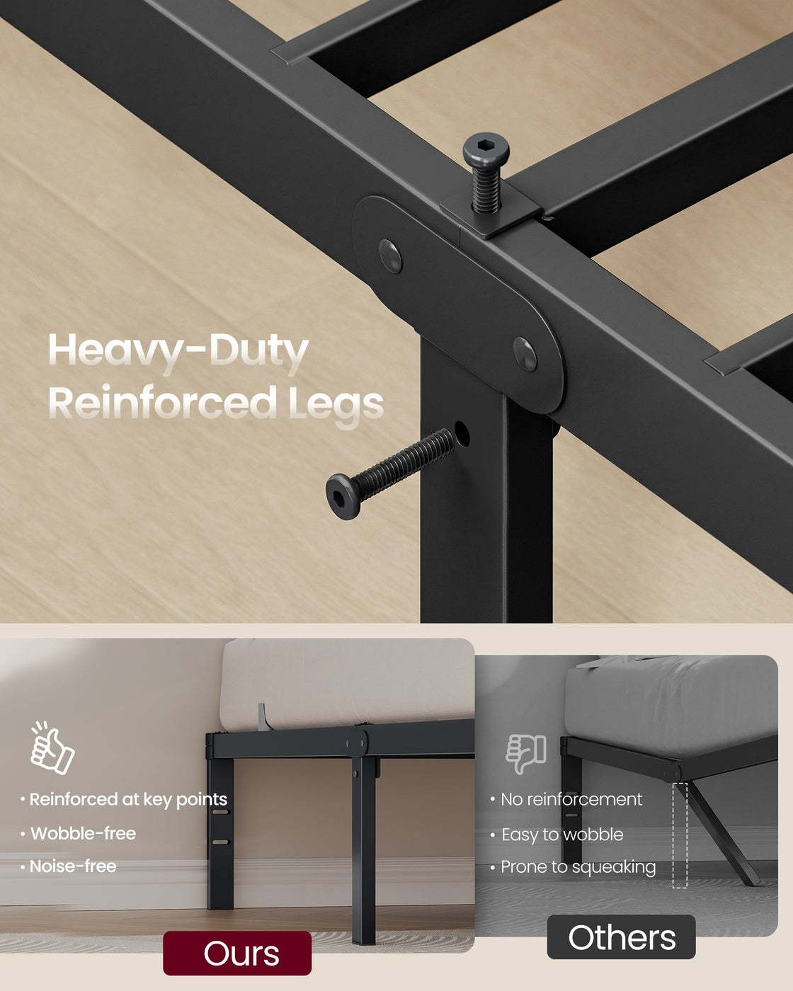 Metal Bed Frame With Under-Bed Storage - product photo 04