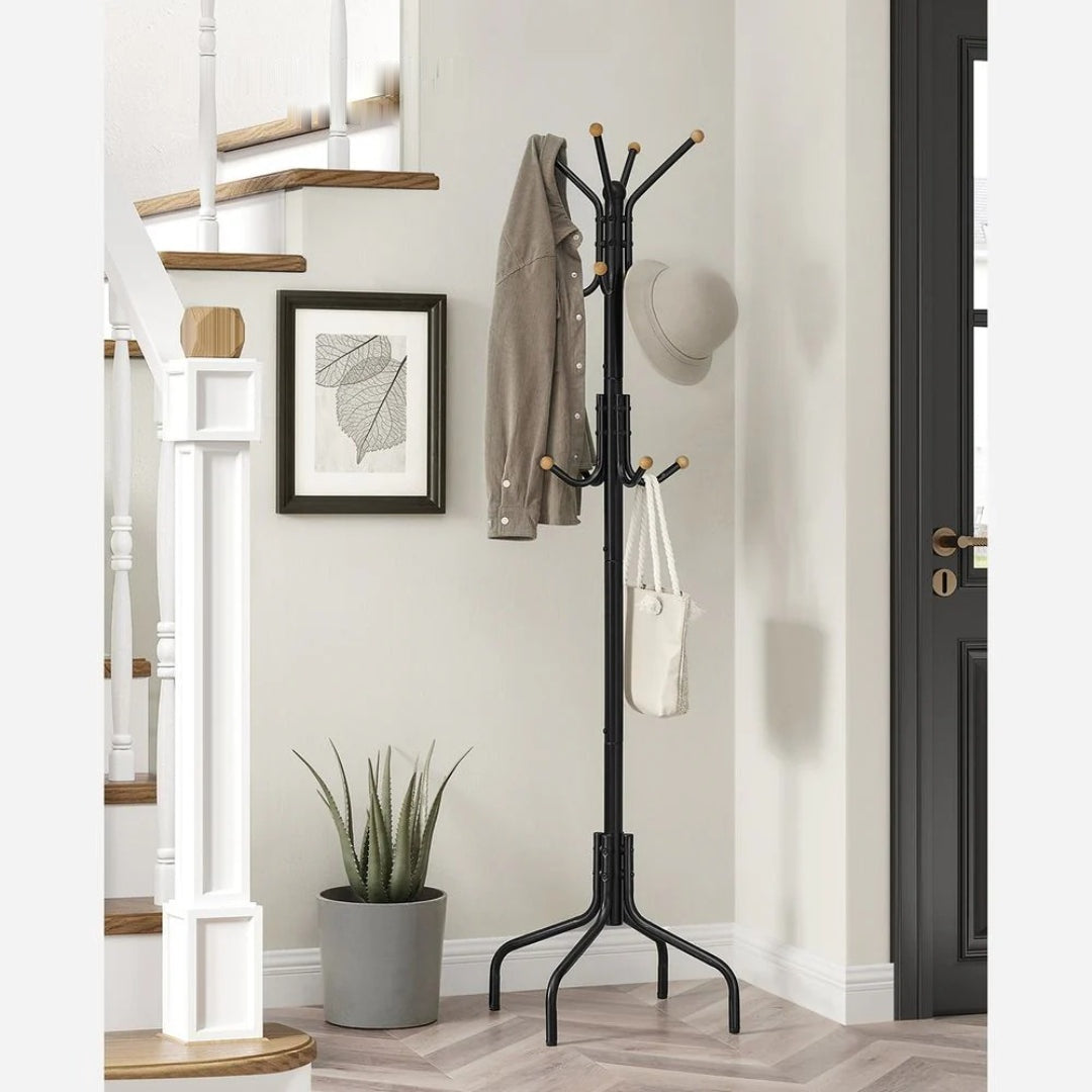 Freestanding Coat Rack With 12 Hooks & 4 Leg Base Stand – product view 4 | Ridgefield Furniture