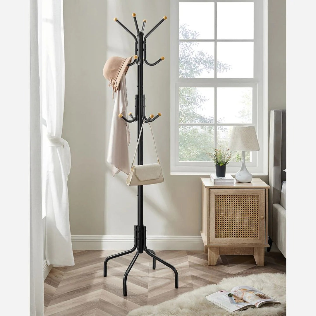 Freestanding Coat Rack With 12 Hooks & 4 Leg Base Stand – product view 5 | Ridgefield Furniture