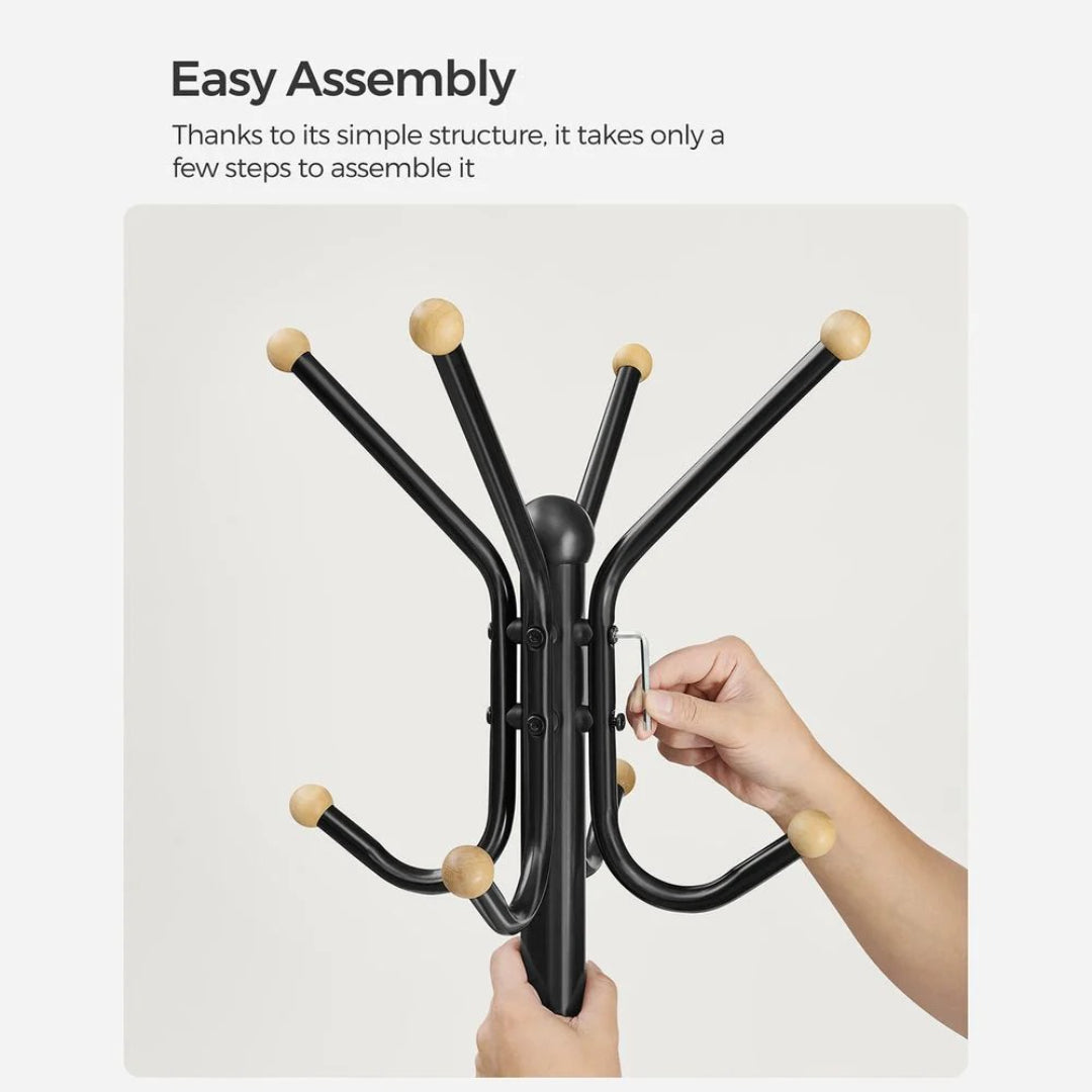 Freestanding Coat Rack With 12 Hooks & 4 Leg Base Stand – product view 10 | Ridgefield Furniture