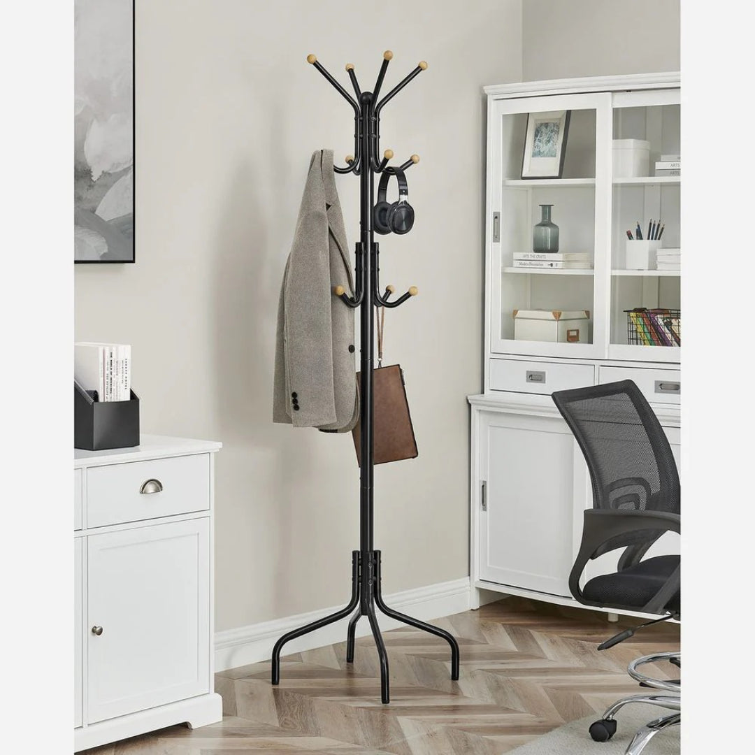 Freestanding Coat Rack With 12 Hooks & 4 Leg Base Stand – product view 11 | Ridgefield Furniture