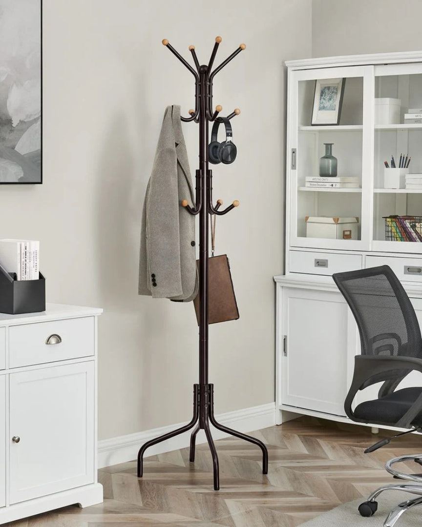 Freestanding Coat Rack With 12 Hooks & 4 Leg Base Stand – product view 13 | Ridgefield Furniture